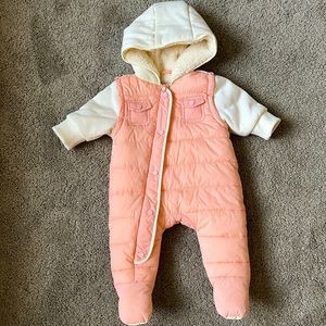 Shearling Pink and White Winter Snow Cozy Suit Size 3 Months